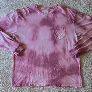 Sand Cloud Tie Dye Whale Tail 100% Cotton Long Sleeve Graphic Pocket T-shirt